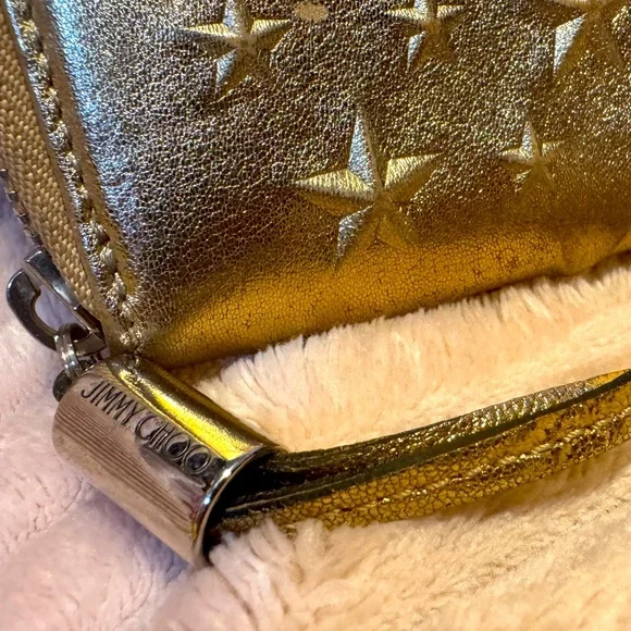 Jimmy Choo Long Wallet Filipa Star-Embossed Gold Metallic Authentic Discontinued - Picture 3 of 11